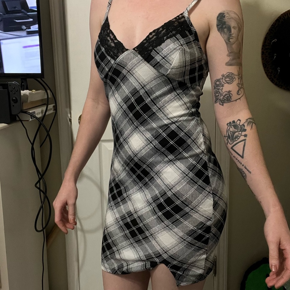Strappy plaid dress